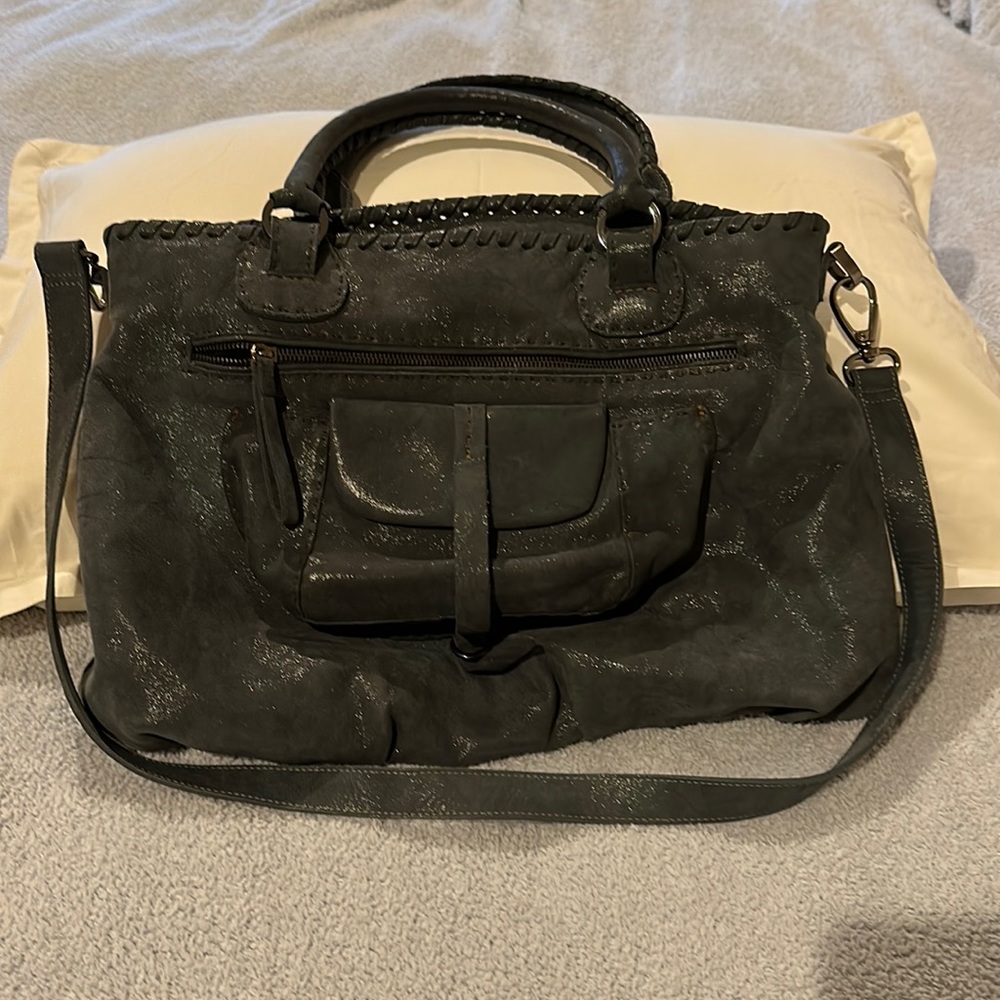 Carla Mancini grey suede handbag